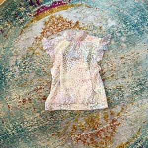 Printed Mock Neck Flutter Sleeve Gramercy Tee